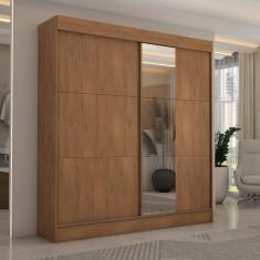 Guarda-Roupa Casal Portugal 2 Portas de Correr com Espelho 3 Gavetas Cinamomo - Panorama Móveis
