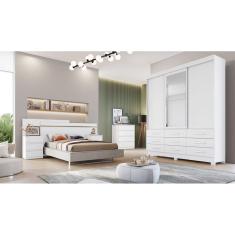 Guarda Roupa Solteiro com Espelho 3 Portas 9 Gavetas - Capri-Branco - Móveis Novo Horizonte