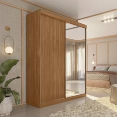 Guarda-roupa Solteiro 2 Portas de Correr 2 Gavetas e Espelho Peônia Yescasa Amendola Touch