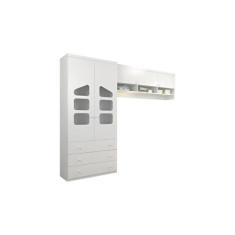 Jogo Quarto Infantil Guarda Roupa 02 Portas e Ponte Aérea Eloísa Branc