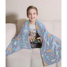 Manta Fleece Dupla Face Solteiro Kids Glow 1,25m x 1,50m - Lepper