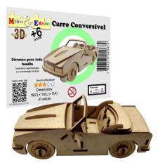 Brinquedo Quebra Cabeça 3D Carro Conversível Mdf - Monte & Eduque