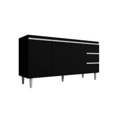 Balcão Gabinete Para Cozinha Andréia 150 Cm Preto Fosco
