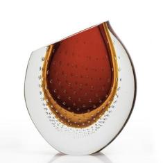 Vaso Em Cristal Murano Vermelho E Âmbar - São Marcos