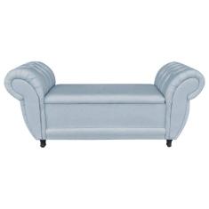 Divã Recamier Com Baú Grécia 1,55 Cm Linho Cinza