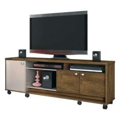 Rack Bancada Dallas Canela com Off White - Lukaliam Móveis