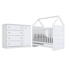 Berço Montessoriano e Cômoda Infantil Americano Branco hp – Henn