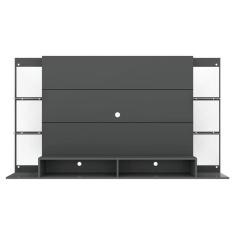 Painel Tv 60 com Espelho e Prateleiras de Vidro Plus Grafite