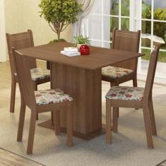 Conjunto Sala de Jantar Madesa Luana Mesa Tampo de Madeira com 4 Cadei