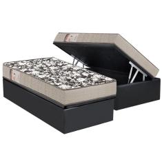 Cama Box Baú Solteiro: Colchão Espuma Ortobom D26 Resistente+ Base Crc Suede Gray
