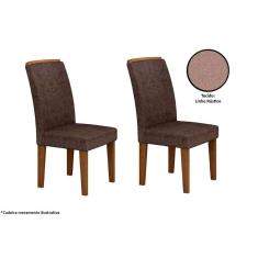 Cadeira Sala De Jantar Lunara Kit 2 Un Imbuia/linho Rústico - Rufato