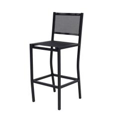 Banqueta De Cozinha Em Alumínio E Tela Sling Preto