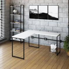 Escrivaninha L Estilo Industrial 135x140cm Dynamica Yescasa Branco Chess - Preto