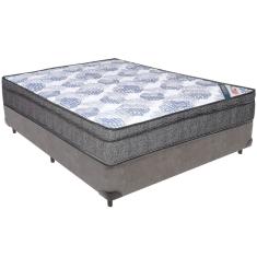 Cama Box Cinza E Colchão Iso Superpocket Molas Ensacadas Casal Ortobom