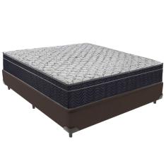Cama Box Marrom E Colchão Airtech 150 Espuma D45 Casal Ortobom