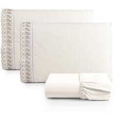 Jogo de Lençol Lese Percal 180 Fios Queen - Palha - Casa Show Enxovais