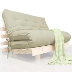 Futon Casal Tokio Sofa Cama Bege Com Madeira Maciça - R9 Design Futon