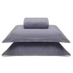 Jogo De Cama Buettner Casal Malha 100% Algodao Liso 3 Peças Image Cinza