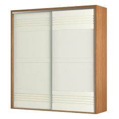 Guarda Roupa Casal 223cm 2 Portas de Correr 100% MDF TW602 Freijó/Off White - Dalla Costa
