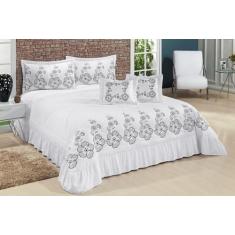 Kit Cobre Leito Casal Super King Amore 07 Peças Bordadas - Branco com 