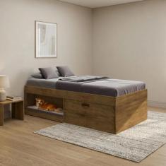 Cama Solteiro com Sapateira e Nicho Laura Jequitibá Yescasa