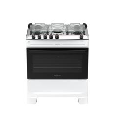 Fogão de Piso 5 Bocas Atlas Mônaco Top Mesa Inox Acendimento Automático Branco Bivolt