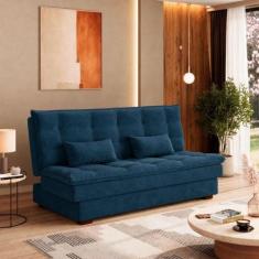 Sofá Cama Reclinável 2 Lugares 180cm Esmeralda Azul Matrix