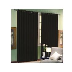 Cortina Rústica Para Sala/Quarto 3,00x2,50 Preta | Admirare