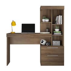 Escrivaninha Office Com Estante 2 Gavetas Notável Nogal Trend