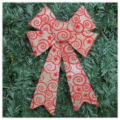 Enfeite Árvore Natal Laço Arabesco Com Veludo 30 Cm