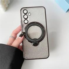 Para samsung galaxy s24 s23 s22 plus ultra a54 a34 s20 fe caso glitter papel jam chapeamento ímã macio carga suporte capa, preto, para galaxy s23