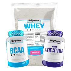 Kit Whey Protein Fit Foods 500g + BCAA Fit 100g + Creatina 100g - BRN Foods-Unissex