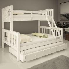 Treliche Com Gavetas Cama Casal Solteiro De Madeira Totalità Branco