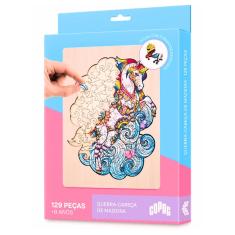 Quebra Cabeça Unicornio 129 Peças de Madeira
