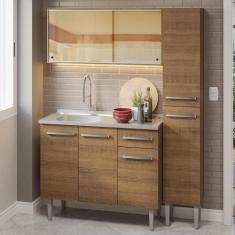 Armário de Cozinha Compacta 137cm com Pia Rustic Emilly Madesa 08, Rus