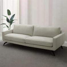 Sofá Decorativo Thalia 4 Lugares Sala de estar 270cm Pés em Aço Couro Bege G88 - Gran Belo