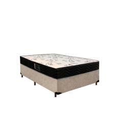 Cama Box Casal Colchão Espuma D33 Bambo Branco Ducci + Box Suede Bege 