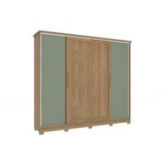 Guarda Roupa Casal 4 Portas De Correr E 4 Gavetas C- Pés Cb03n565 Nogueira-verde Oliva