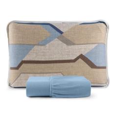 Jogo de Lençol Casal Padrão 03 Peças Malha 100% Algodão - iCasa, AZUL