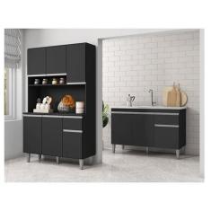 Balcão de Pia Tatiane 120 cm e Armário Cozinha Kit Márcia Ambiente Pre