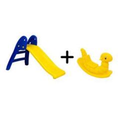 Escorregador Baby + Gangorra Nhoca Rosa - Diversão para Crianças - val