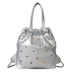 Bolsas transversais de moda feminina Alça de corrente leve Bolsas de ombro acolchoadas de designer (White)
