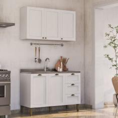 Cozinha Modulada 2 Peças 1 Aéreos 1 Balcão Lavanda Branco