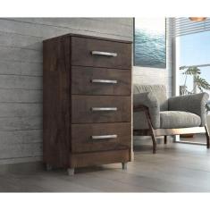 Cômoda 4 Gavetas Marrom Chocolate Flavia Quarta Divisão