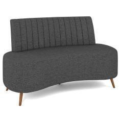 Sofá 2 Lugares Para Sala Living 160cm Pés Palito Tamar K04 Linho Cinza Escuro - Mpozenato