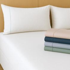 Kit Jogo De Lençol King 03 Peças 400 Fios Fronha Ponto Palito - CASA M