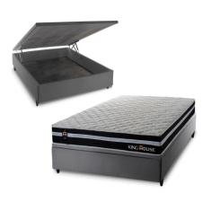Conjunto Box Baú Durham Preto 138x188x67 c/ Molas Ensacadas - King Hou