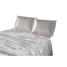 Jogo De Cama Lençol Seda Casal King Pérola Com Fronhas