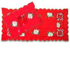 Caminho de Mesa Retangular 40x135cm 503 - Rafimex, Vermelho