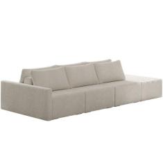 Sofá Ilha Modular Para Sala 312cm com Puff Dublin K01 Bouclê Bege - Ly